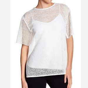 DIANE VON FURSTENBERG Mesh Sheer Lace Blouse Sz S